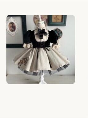 Classic Black & Cream Girls Formal Christmas Reindeer Dress with Bow